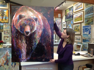 Shannon Ford, I'm Coming Your Way, with Marjo at The Lloyd Gallery Grizzly Bear Painting 2